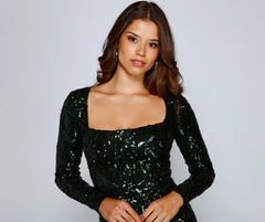 Alora Formal Sequin Scroll Bodycon
