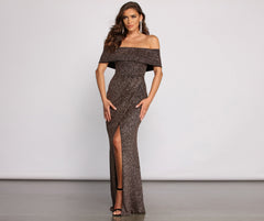 Elle Glitter Off The Shoulder Wrap Dress