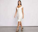 Stripe It Down Ribbed Button Down Midi Dress