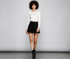 Stylishly Sassy Pleated Corduroy Mini Skirt