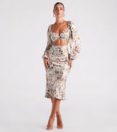 Fly By Satin Butterfly Midi Skirt