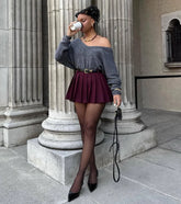 Downtown Girl Belted Pleated Mini Skirt