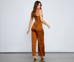 Plaid Perfection Twist Front Jumpsuit