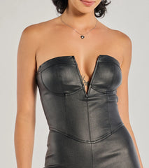 Rebel Chic Faux Leather Wide-Leg Jumpsuit