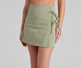 Lace Me Up Crepe Mini Skirt