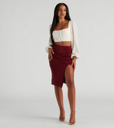Fab Ruched Mesh Midi Skirt
