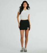 Loveliest Look Bow Ponte Slit Mini Skirt