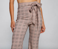 So Chic High Waist Plaid Flared Pants