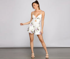 Flirty Floral Twist-Front Romper