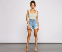 High Rise Vintage Distressed Denim Shorts