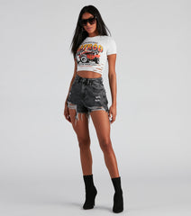 High Waist Acid Wash Shorts