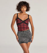 Edgy Style Acid-Wash Denim Skort
