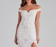 Kaylen Sequin Off-The-Shoulder Formal Dress