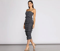 Sweet & Smocked Ditsy Ruffle Midi Dress