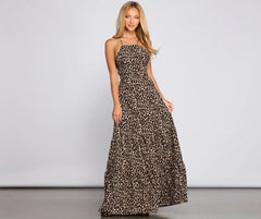 Fiercely Stylish Lace-Up Leopard Maxi Dress