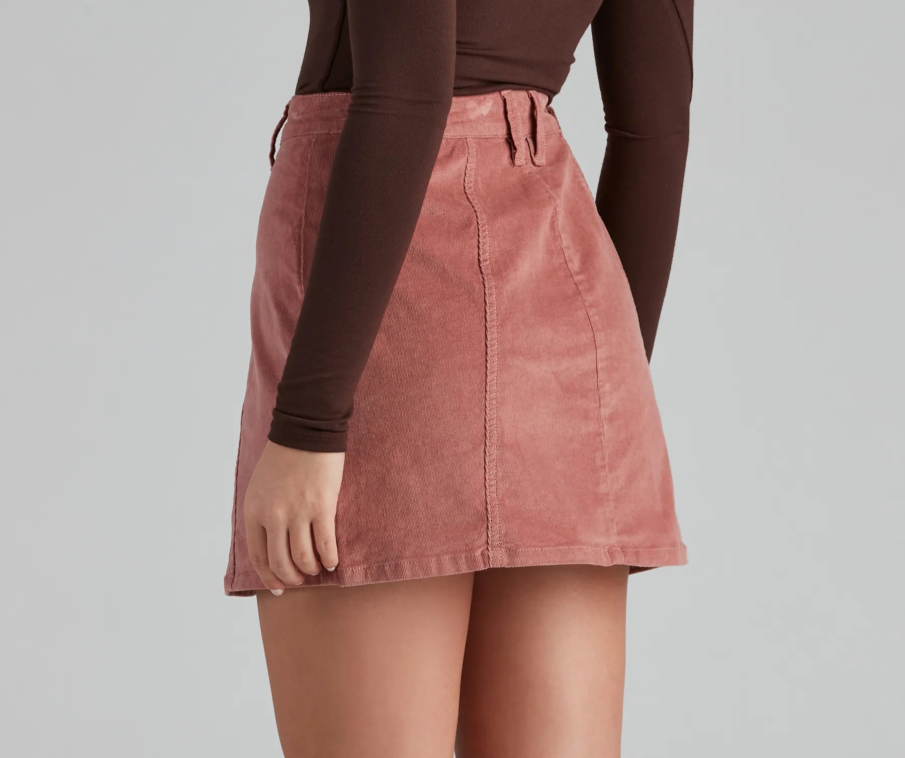 Endless Chic Button Down Corduroy Mini Skirt