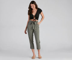 Trendsetter Tie Waist Paperbag Pants