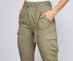High Waist Linen Cargo Pants
