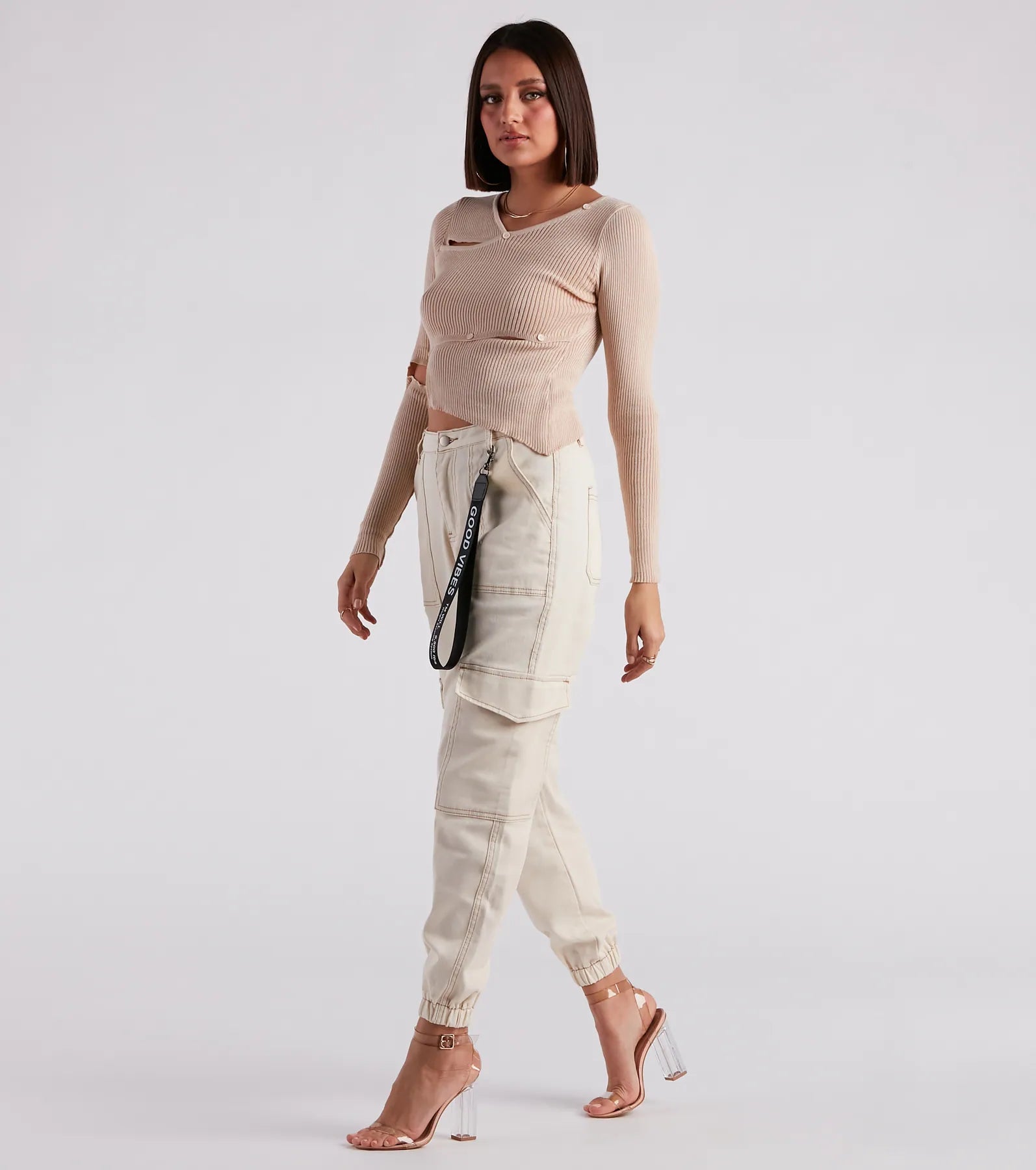 Functional Style Denim Cargo Joggers