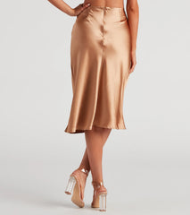 Silky-Chic Satin Midi Skirt