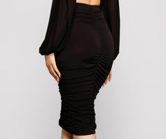 Stylish Moment Ruched Midi Skirt