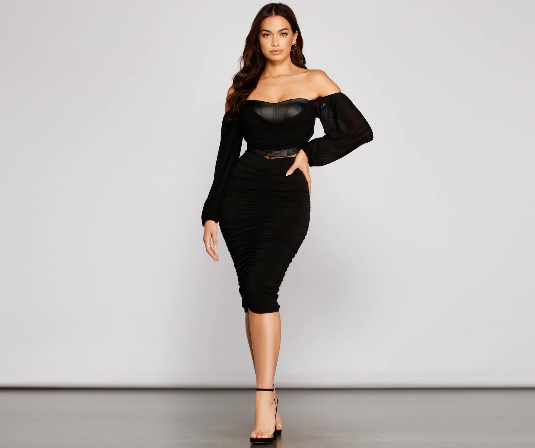Stylish Moment Ruched Midi Skirt