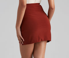 Classic-Chic Faux Wrap Mini Skirt