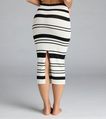 Flirty Fun High Rise Striped Knit Midi Skirt