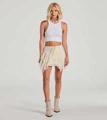 Cutie In Lace Lattice Hanky Hem Mini Skirt