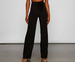 Sleek Tie Waist Wide Leg Pants