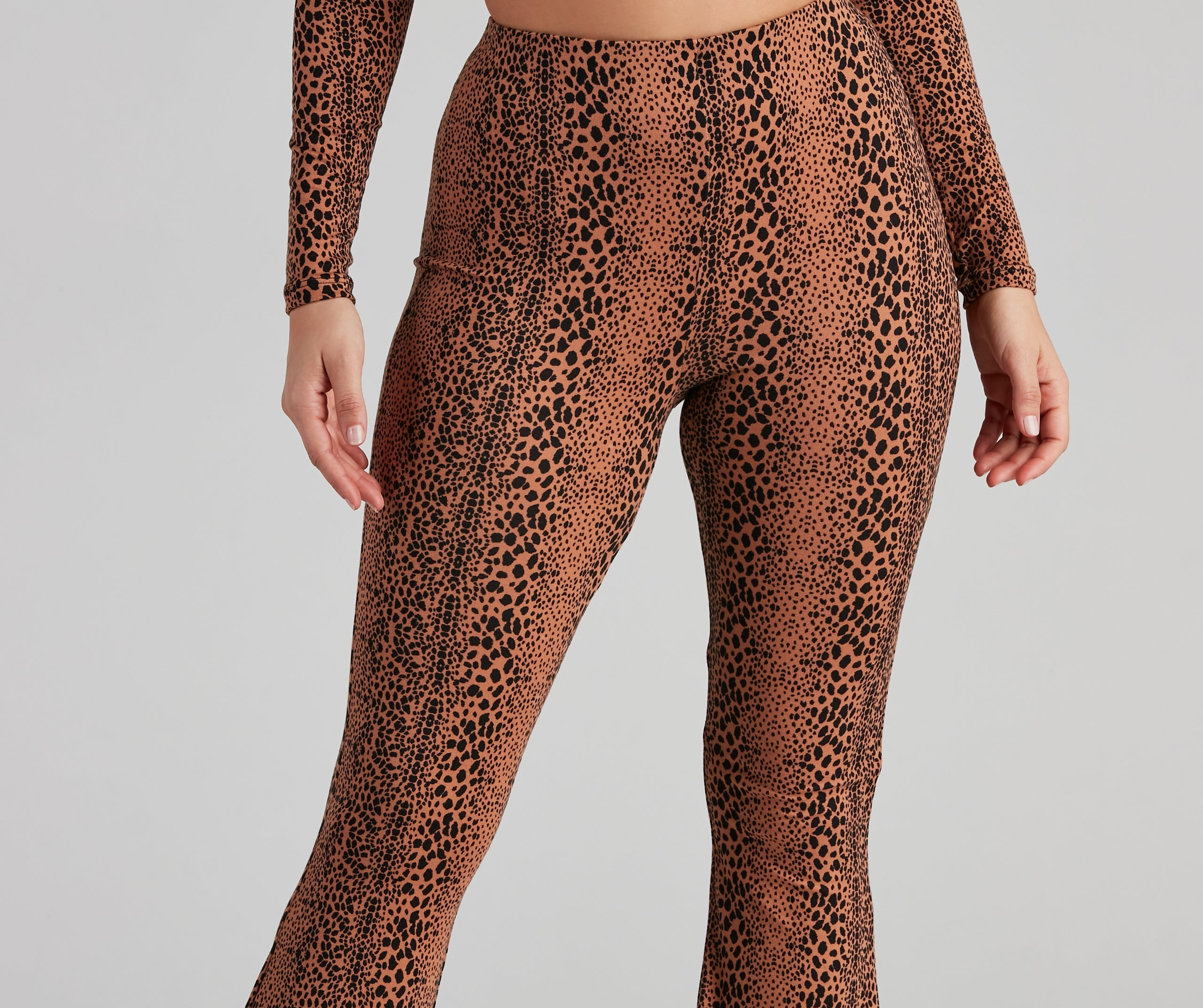 Leopard Spots High Rise Flare Pants