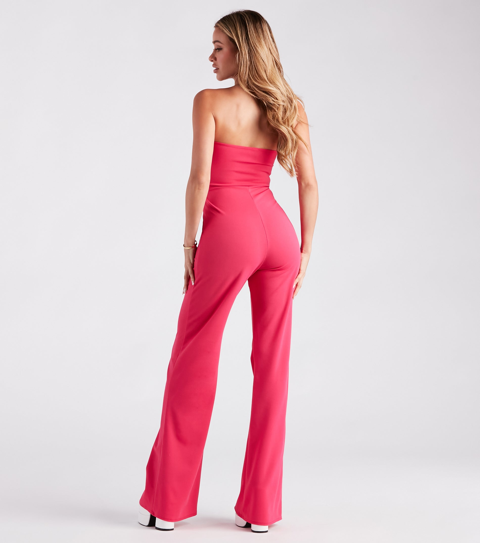 Steal The Show Strapless Crepe Bow Jumpsuit