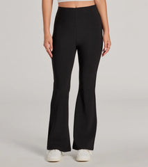 Laidback Look Ribbed Knit Flare Pants