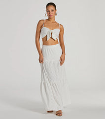 Vibe Of Summer High Rise Eyelet Maxi Skirt