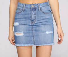 High-Rise Destructed Mini Skirt