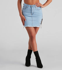 Harley Chain-Detail Denim Mini Skirt by Windsor Denim