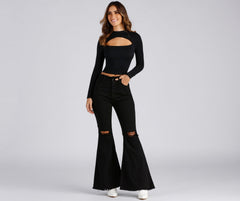 Fashion Distress High-Rise Flared Jeans