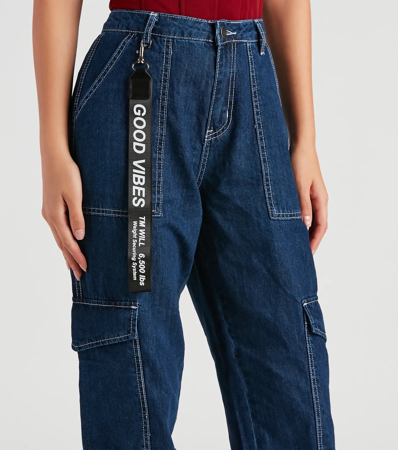 Functional Style Denim Cargo Joggers