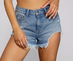 So Unforgettable Destructed Denim Shorts