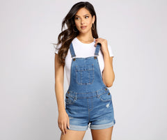 Stylishly Distressed Denim Shortalls